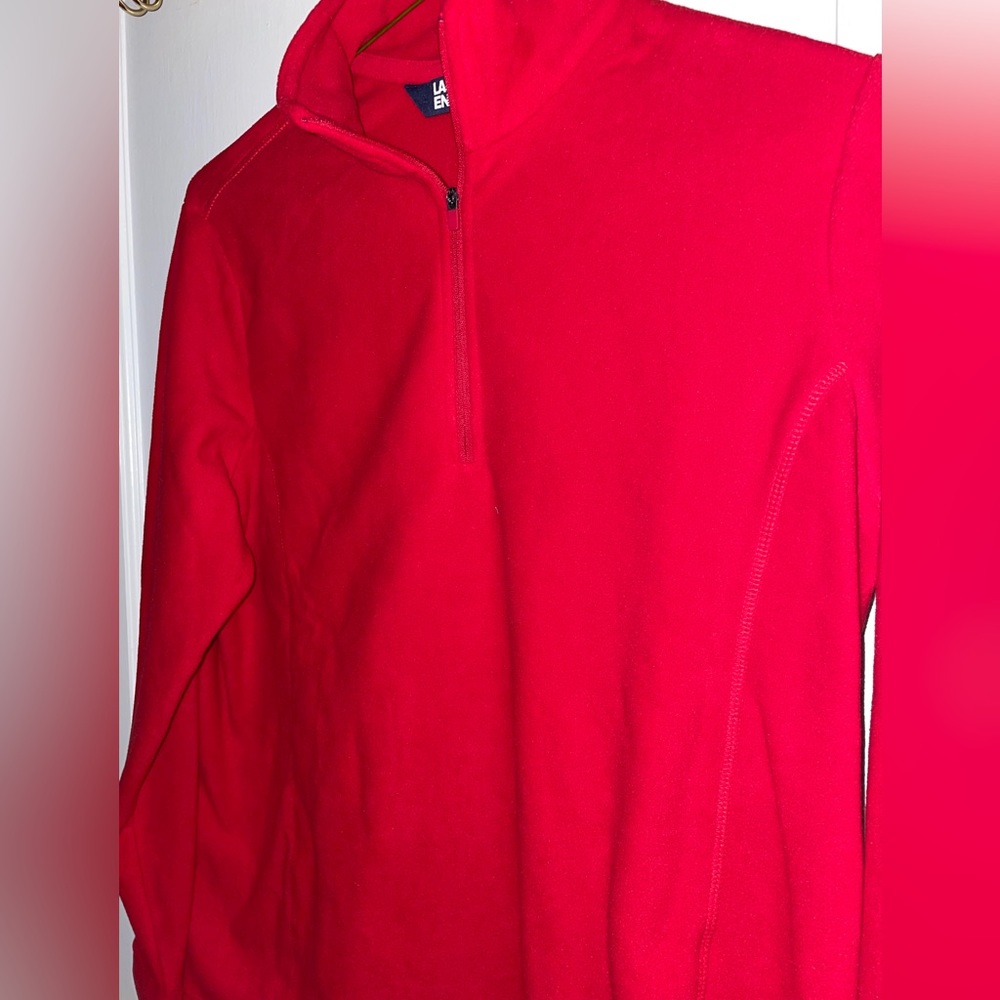 Brand New Women’s Lands’ End Red Half Zip Fleece Pullover, Size L / P - Picture 3 of 9